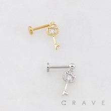 KITTY CAT KEY LOCK CZ THREADLESS (PUSH IN) 316L SURGICAL STEEL LABRET SET